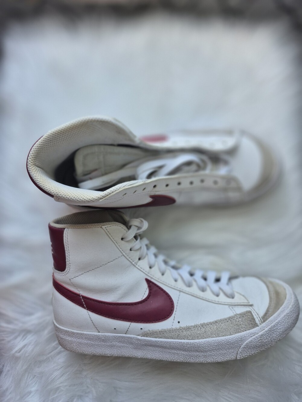 Nike Blazer Mid '77 Vintage Shoes White & Team Red Colorway Size 6Y Or Women 7.5